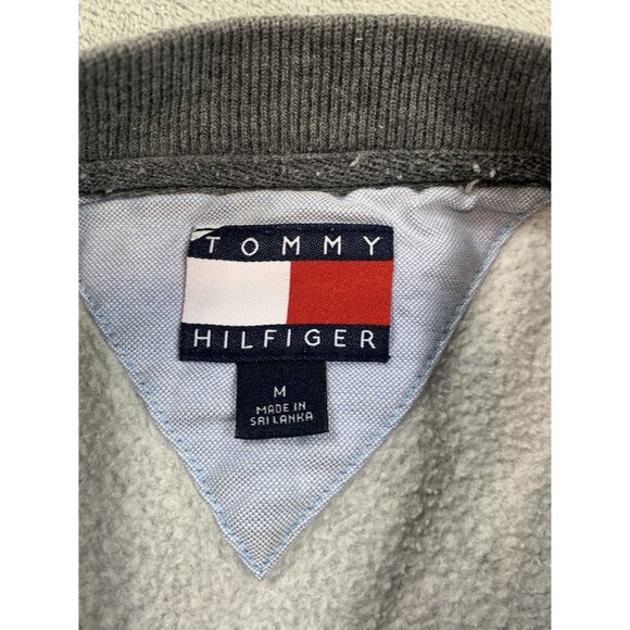 Tommy Hilfiger Men's Medium Gray Crew Neck Sweatshirt Ribbed cuffs Grandpa style - Picture 3 of 9